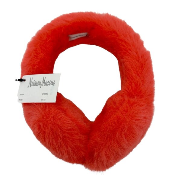 Neiman Marcus Earmuffs One Size Melon Faux Fur NWT - Picture 1 of 7